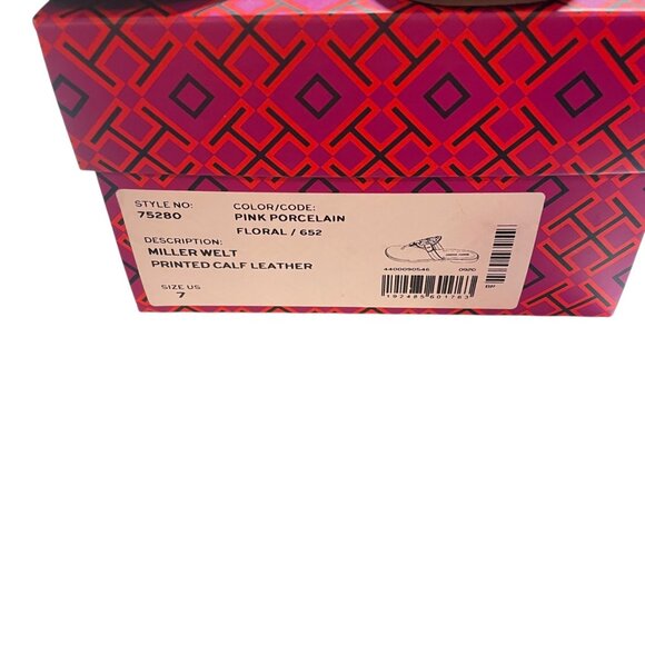 Tory Burch Miller Welt Sandals Size 7 Floral Pink Leather - Picture 5 of 5